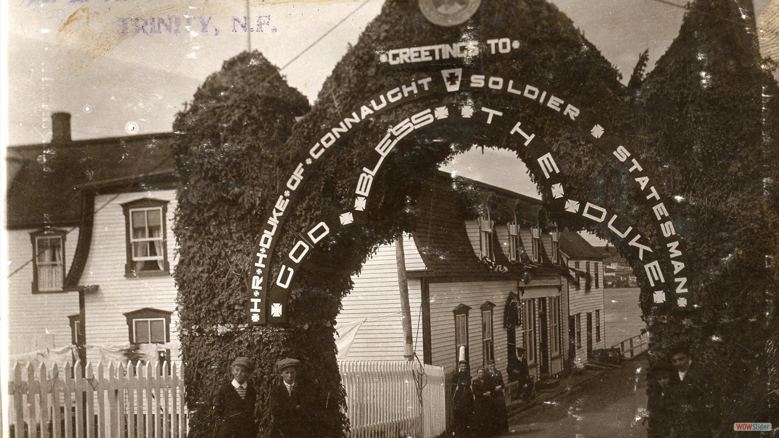 Bough Arch erected in celebration of His Royal Highness Duke of Connaught visit in 1914. He however had to cancel his visit as he was called back to Europe as the First World War was about to break out.